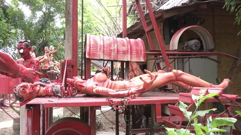 Full Decapitation Statue at Hell Temple Stock Footage 65965894