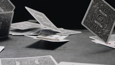 Full Deck of cards dropped on table 스톡 동영상 132224354