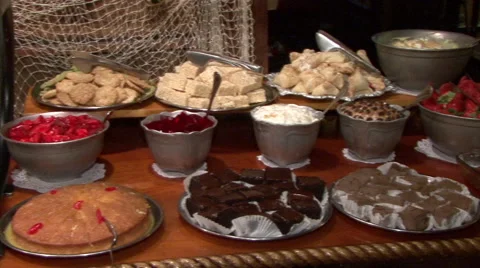 Full dessert table at buffet Video stock 58144544