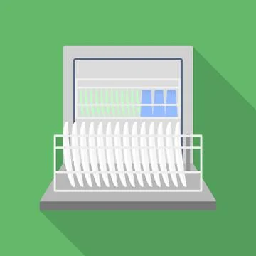 Full dishwasher icon, flat style Stock Illustration