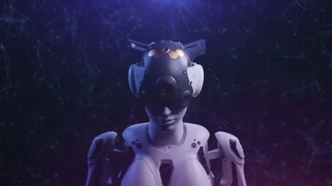 Full download of artificial intelligence, portrait of a female robot. Stock Footage 267801379