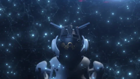 Full download of artificial intelligence, portrait of a female robot. Stock-Footage 267801418