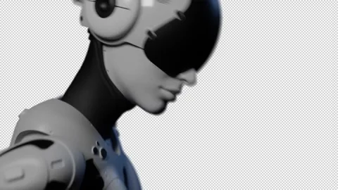 Full download of artificial intelligence, portrait of a female robot. alpha c Stock-Footage 267801768