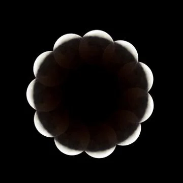 Full eclipse moon moisaic showing size of Earth's shadow Fotos Stock