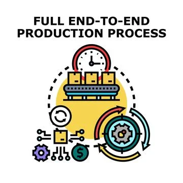 Full end to end production process management concept Stock Illustration
