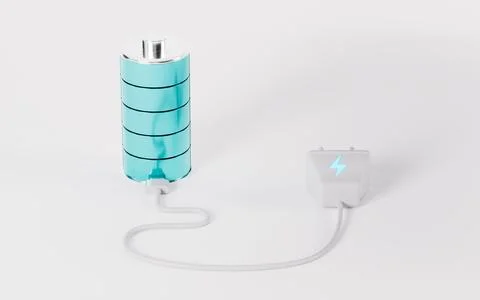 Full energy battery with live socket, 3d rendering. Stock Photos