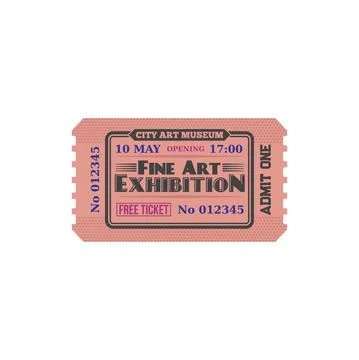 Full entry ticket to fine art exhibition isolated Illustrazione stock
