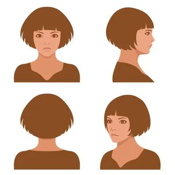 Full face and profile head Stock Illustration