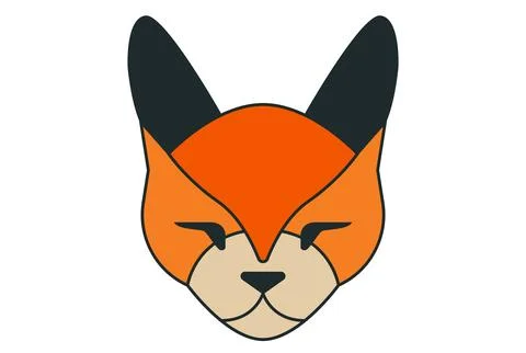 Full face of a fox head. contour of a fox muzzle. Stock Illustration