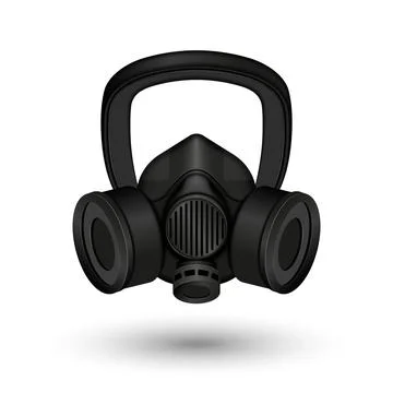 Full face gas 3d mask with black glass isolated on white background, post apo Stock Illustration