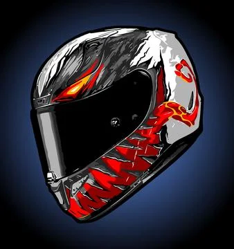 Full face helmet with monster pattern vector template 스톡 일러스트