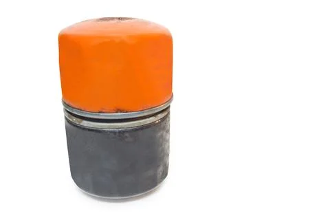 Full flow oil filter piled, contacts by ends with holes for supply and outl.. Stock Photos