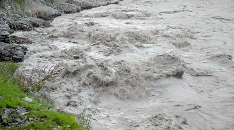Full-flowing mountain Nepal river Stock Footage 8569535