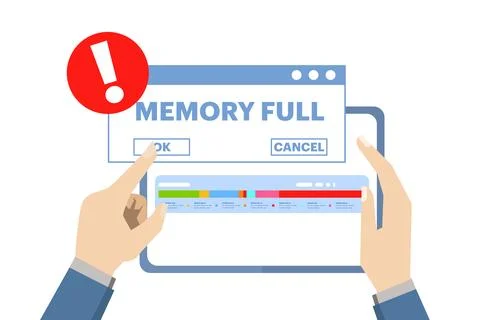 Full Folder Concept. Clean the memory or storage of your phone or computer. Stock Illustration
