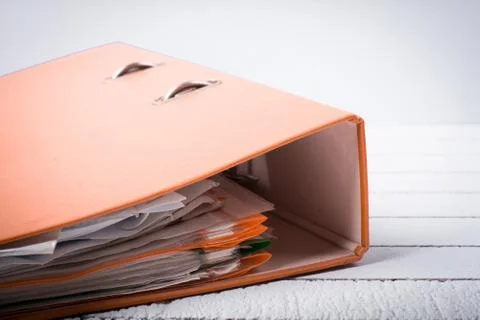 Full folder with documents for job and administration Stock Photos
