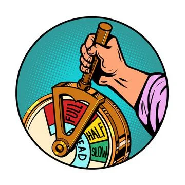 Full forward position of the lever on the ship. The captain manages the sea Stock Illustration