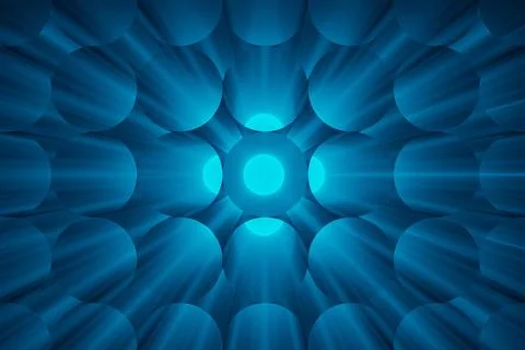 Full frame abstract background of blue neon tubes...3D rendering illustration Illustrazione stock