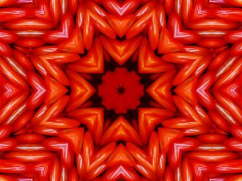 Full Frame Abstract Background of Glossy Red Heart Shape Objects Illustrazione stock