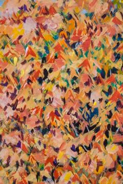 Full frame autumn foliage background, acrylic painting technique detail. Stock-Illustration