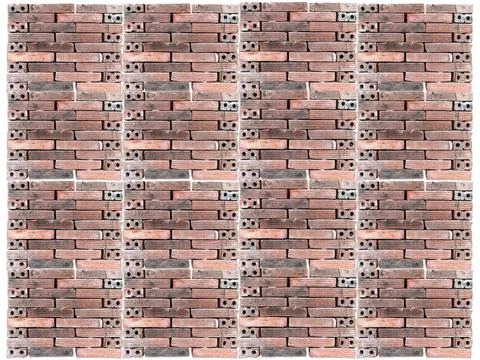 Full Frame Background of Brick Wall Pattern Isolated on White Foto stock