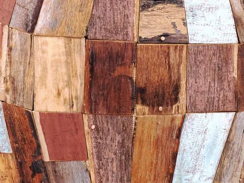 Full Frame Background of Brown Polygon Wooden Panels Foto stock