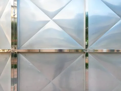 Full Frame Background of Door with Welded Stainless Steel Frames and Plates Stock Photos