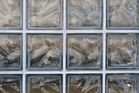Full frame background pattern texture of square glass brick windows Stock Photos