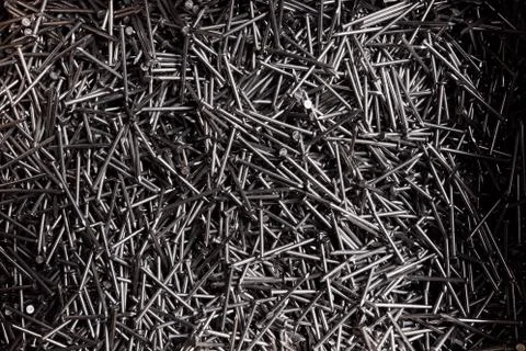 Full frame background showing lots of metallic nails Stock Photos