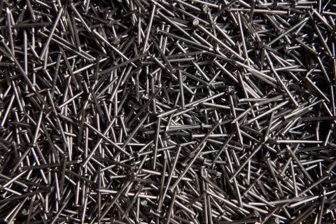 Full frame background showing lots of metallic nails Stock Photos