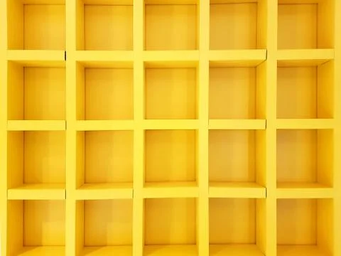 Full Frame Background of Yellow Box Shelves Foto stock