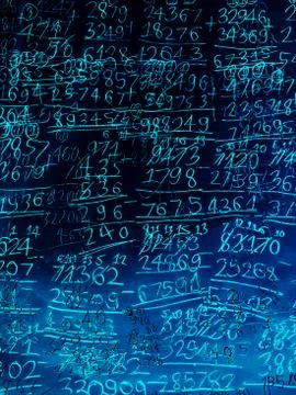 Full Frame Blue Illustration Background of Hand-Written Math Calculations Illustrazione stock
