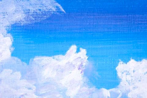 Full frame blue sky background with clouds, acrylic painting technique detail Stock-Illustration