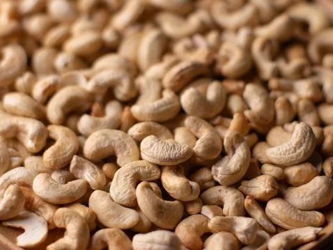 Full frame Cashew nuts background. Vegetarian Organic Healthy snack concept. Foto stock