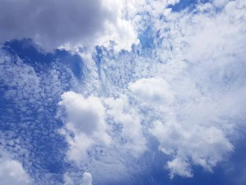 Full frame of cirrocumulus clouds over blue skies background Stock Photos