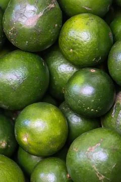 Full Frame Close up of Fresh Green Limes with Glossy Skin Texture, Organic .. Stock Photos
