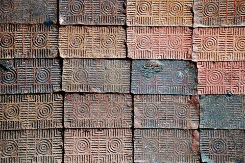 Full frame close-up view on clay paving tiles Stock Photos
