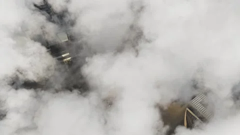 Full frame of clouds of steam from cooling towers at an energy plant Stock Footage 298267881