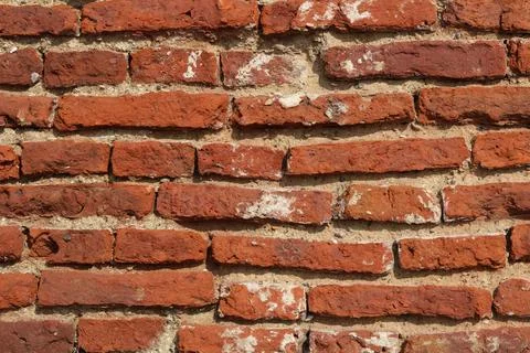 Full frame dark coarse brick wall background with copy space Stock Photos