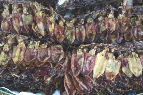 Full Frame Dried Squids Stock Photos