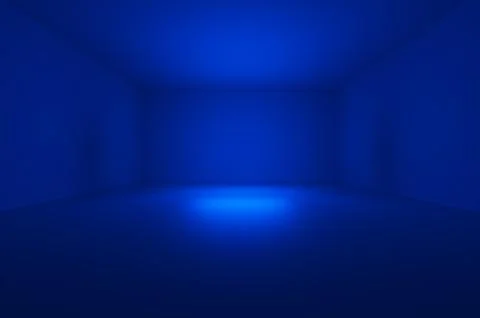Full frame of an empty room podium with blue neon light. 3d rendering illustr Stock Illustration