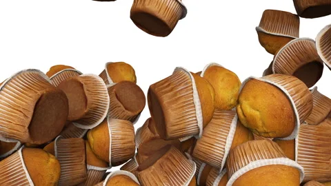 Full frame of falling cupcakes on white background. 스톡 동영상 294491639