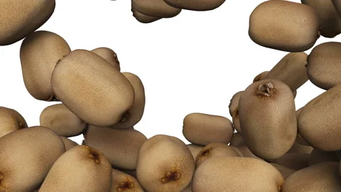 Full frame of falling fresh kiwis on white background. Vídeo Stock 294488599