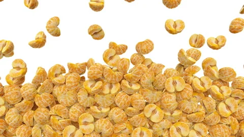 Full frame of falling raw orange slice and tangerine slices on white background. Stock-Footage 295876030