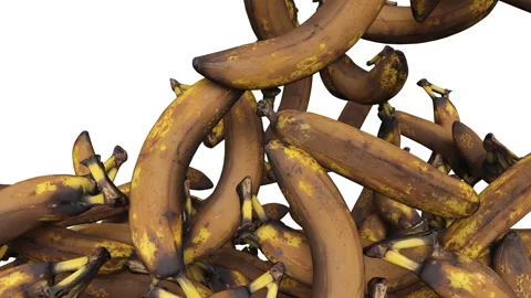Full frame of falling raw rotten bananas on white background Vídeo Stock 295876031