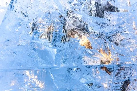 Full frame ice background. Backlit with the sun Stock Photos