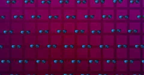 Full frame illustration of sunglasses over maroon checked pattern background Stock Illustration