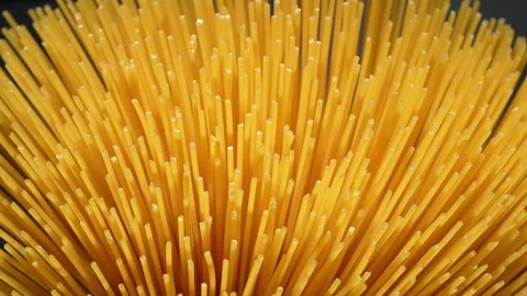 Full Frame Macro of Raw Spaghetti Pasta Tips Video stock 345600130