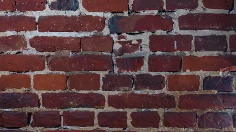 Full frame of old red brick wall. Background of urban old brick wall pattern  스톡 사진