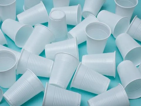 Full Frame Pattern of White Disposable Plastic Cups Stock Photos