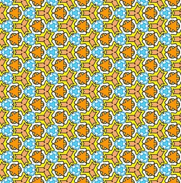 Full Frame Seamless Illustrated Yellow and Blue Patterned Background Stock Illustration